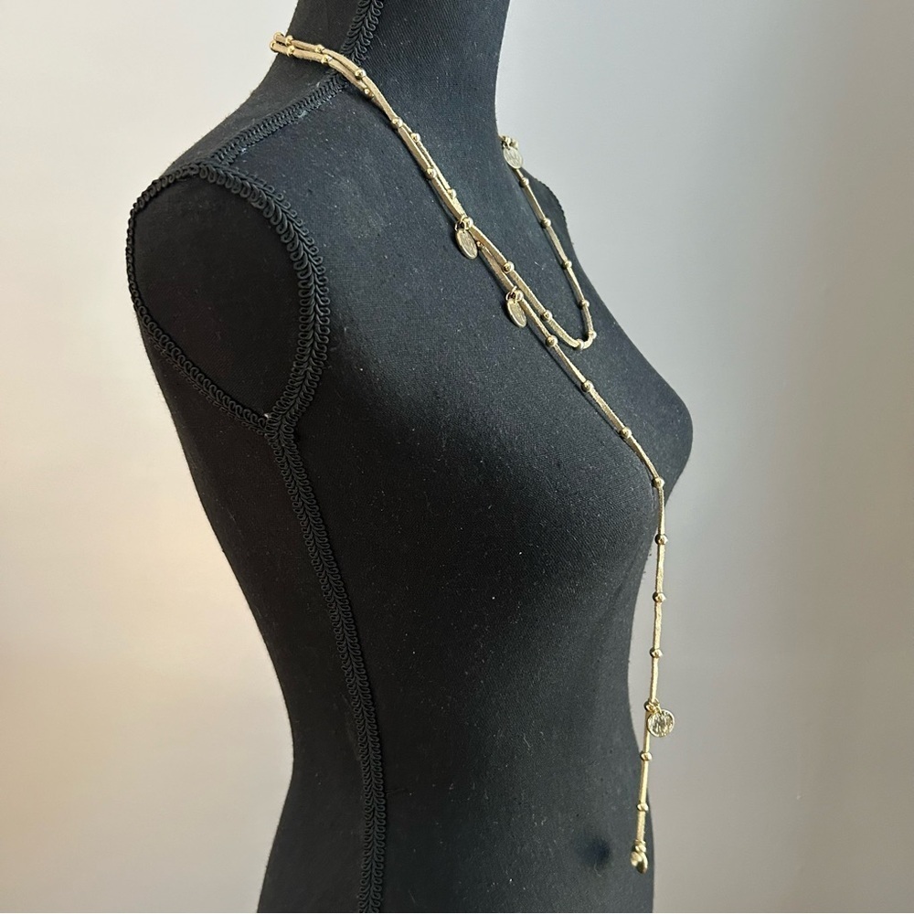 Adjustable Gold Ball and Disc Detail Necklace - Picture 5 of 7